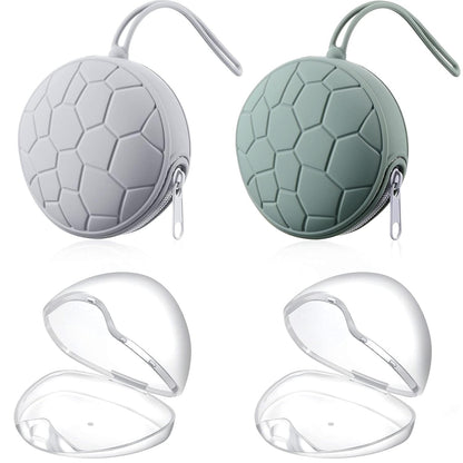4 Pieces Pacifier Holder Case Set, Gray, Army Green